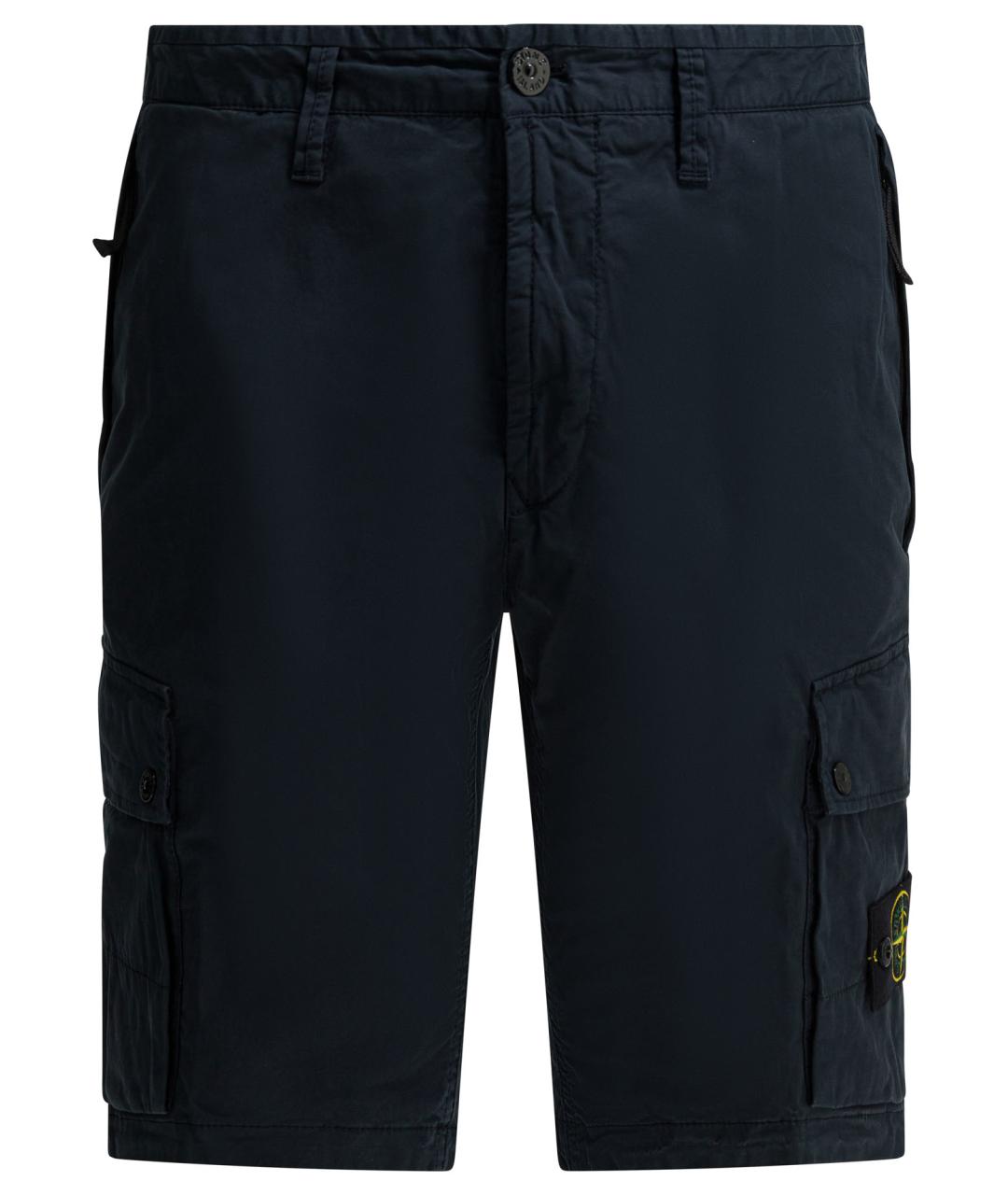 STONE ISLAND Темно-синие хлопковые шорты, фото 1