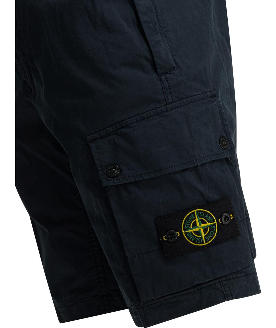 STONE ISLAND Темно-синие хлопковые шорты, фото 4