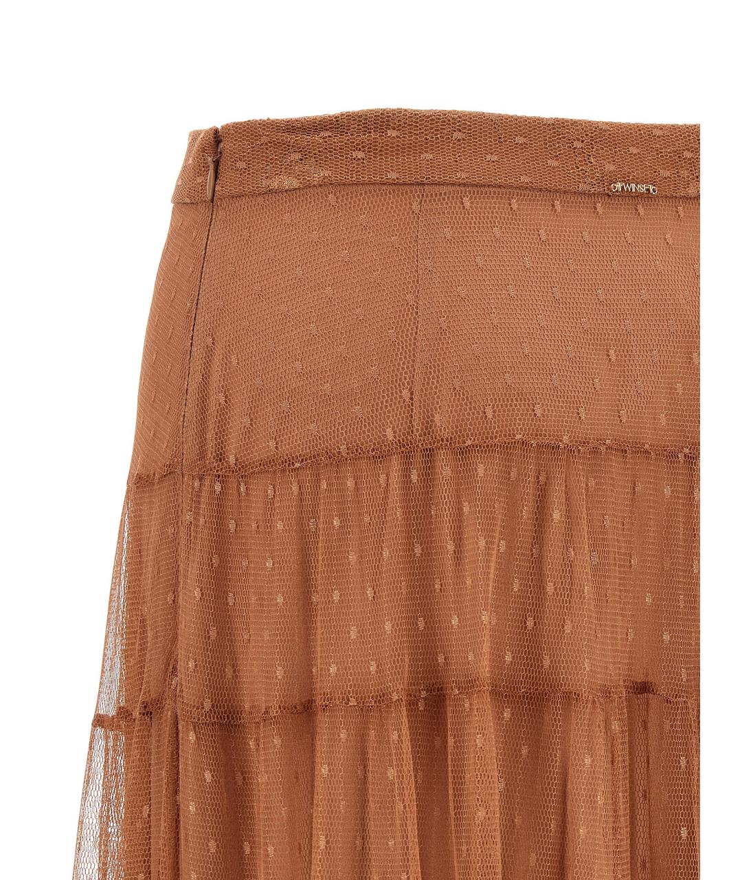 TWIN-SET Коричневая полиэстеровая юбка макси, фото 4