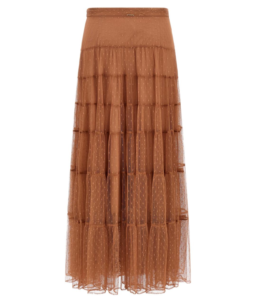 TWIN-SET Коричневая полиэстеровая юбка макси, фото 2