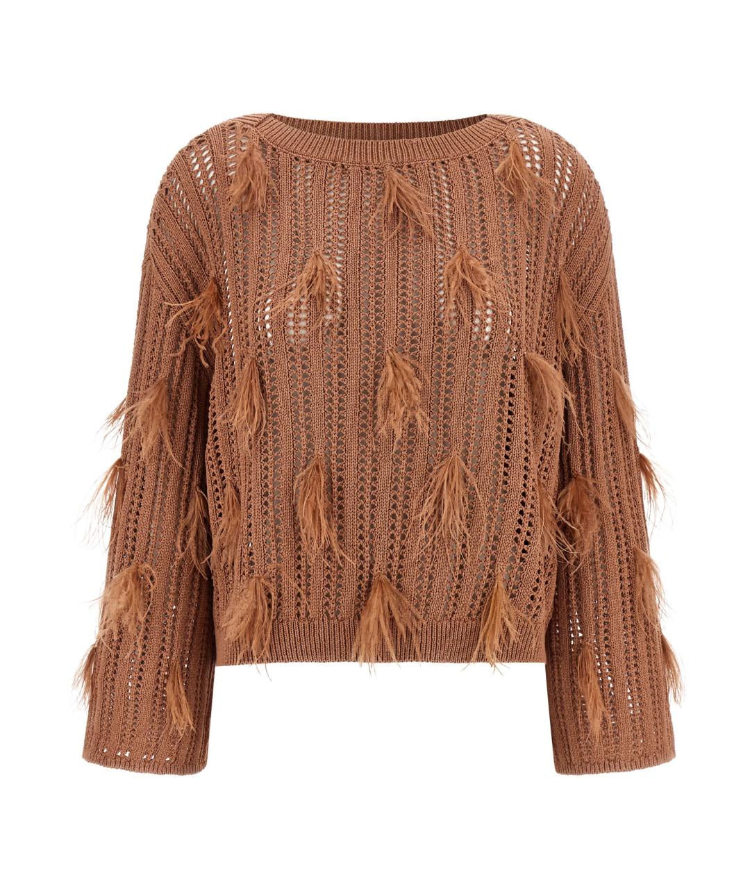 TWIN-SET Коричневый хлопковый джемпер / свитер, фото 1