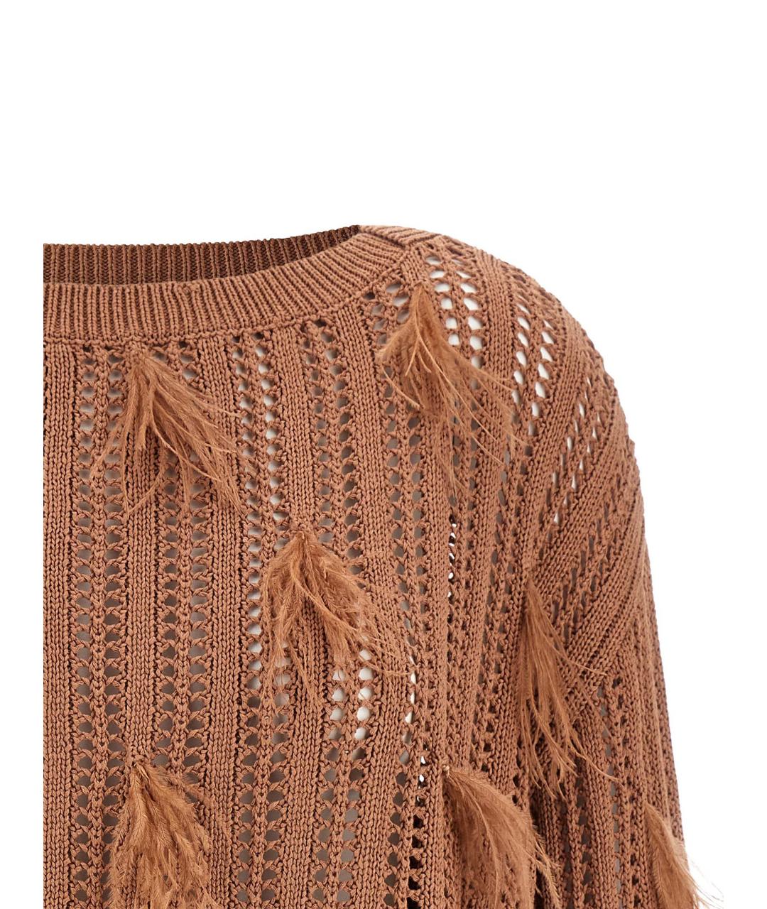 TWIN-SET Коричневый хлопковый джемпер / свитер, фото 3