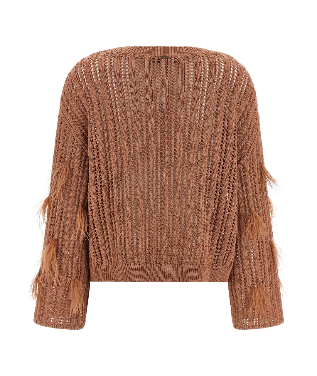 TWIN-SET Коричневый хлопковый джемпер / свитер, фото 2