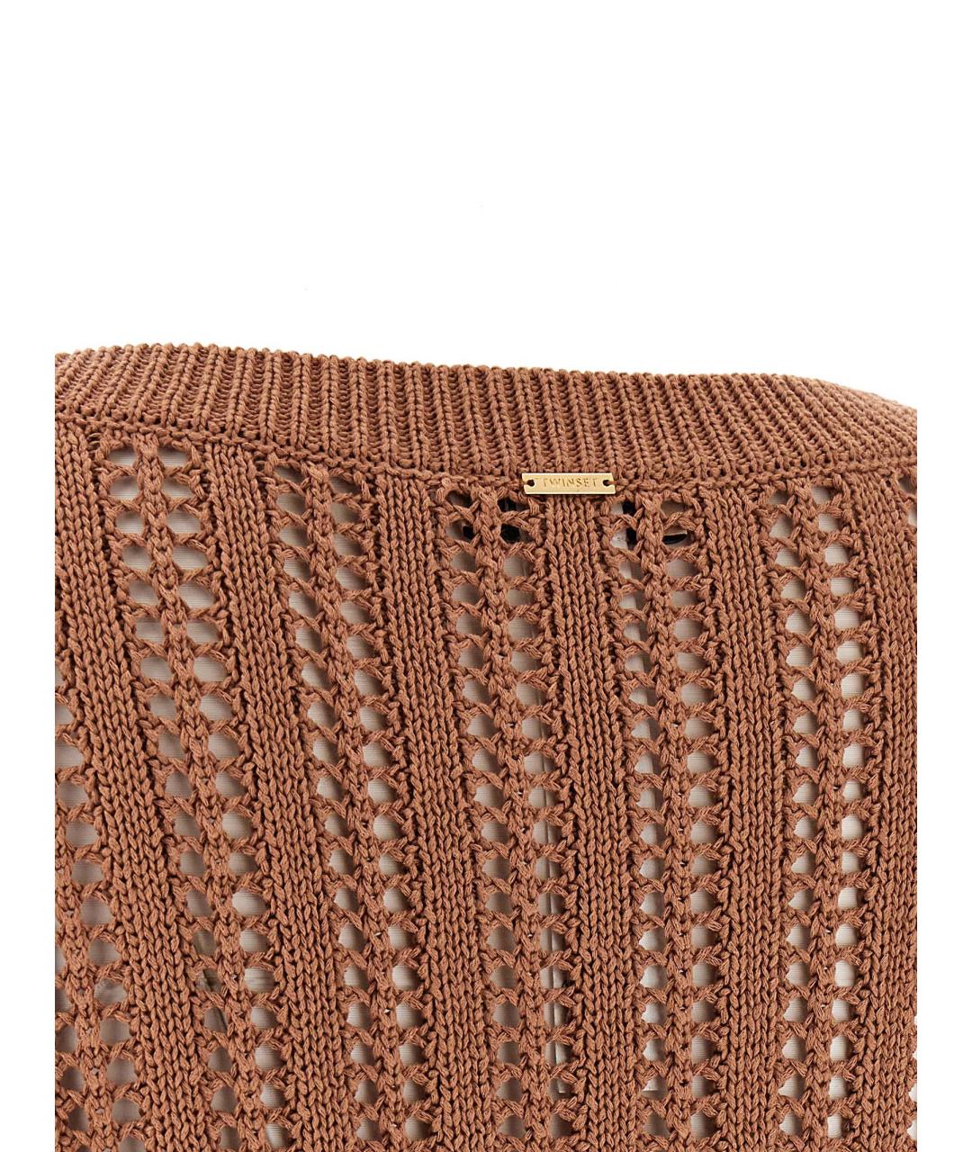 TWIN-SET Коричневый хлопковый джемпер / свитер, фото 4