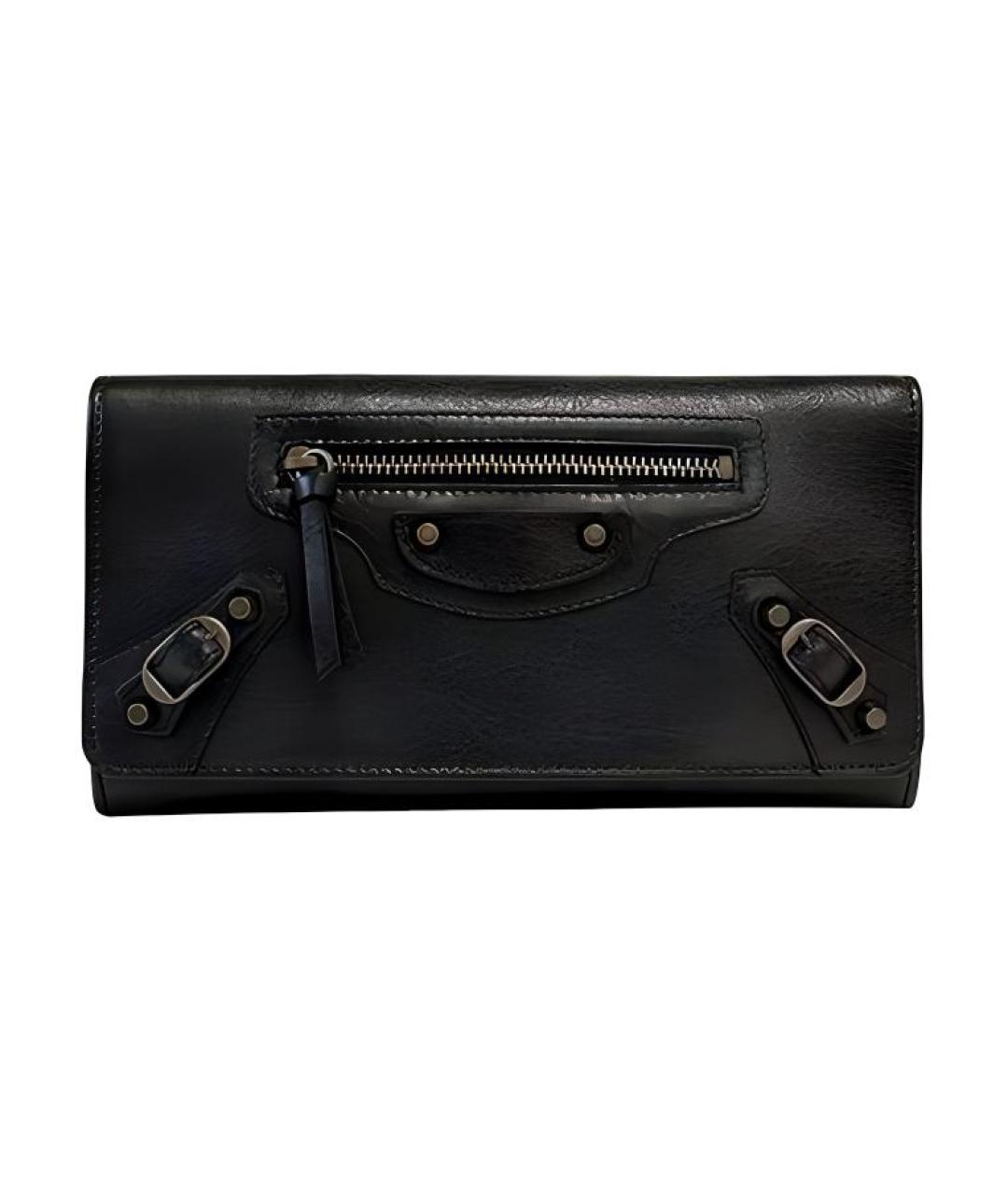 BALENCIAGA Черный кожаный кошелек, фото 1