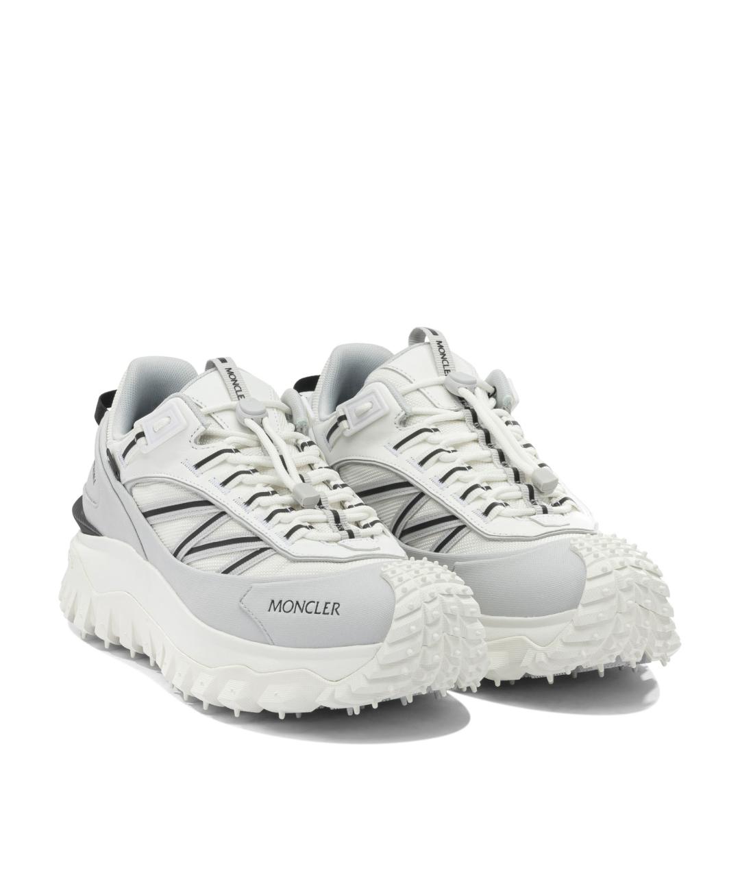 MONCLER Белые текстильные низкие кроссовки / кеды, фото 2