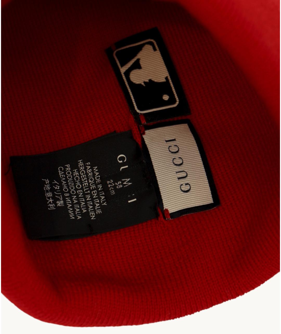 GUCCI Красная шерстяная шапка, фото 4