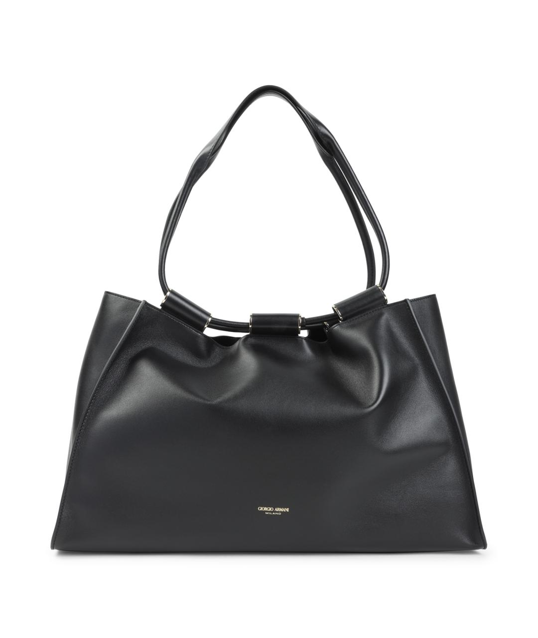 GIORGIO ARMANI Черная кожаная сумка тоут, фото 1