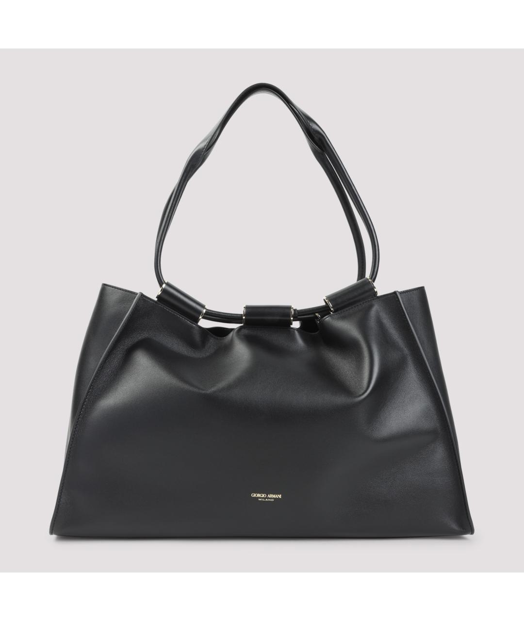 GIORGIO ARMANI Черная кожаная сумка тоут, фото 3