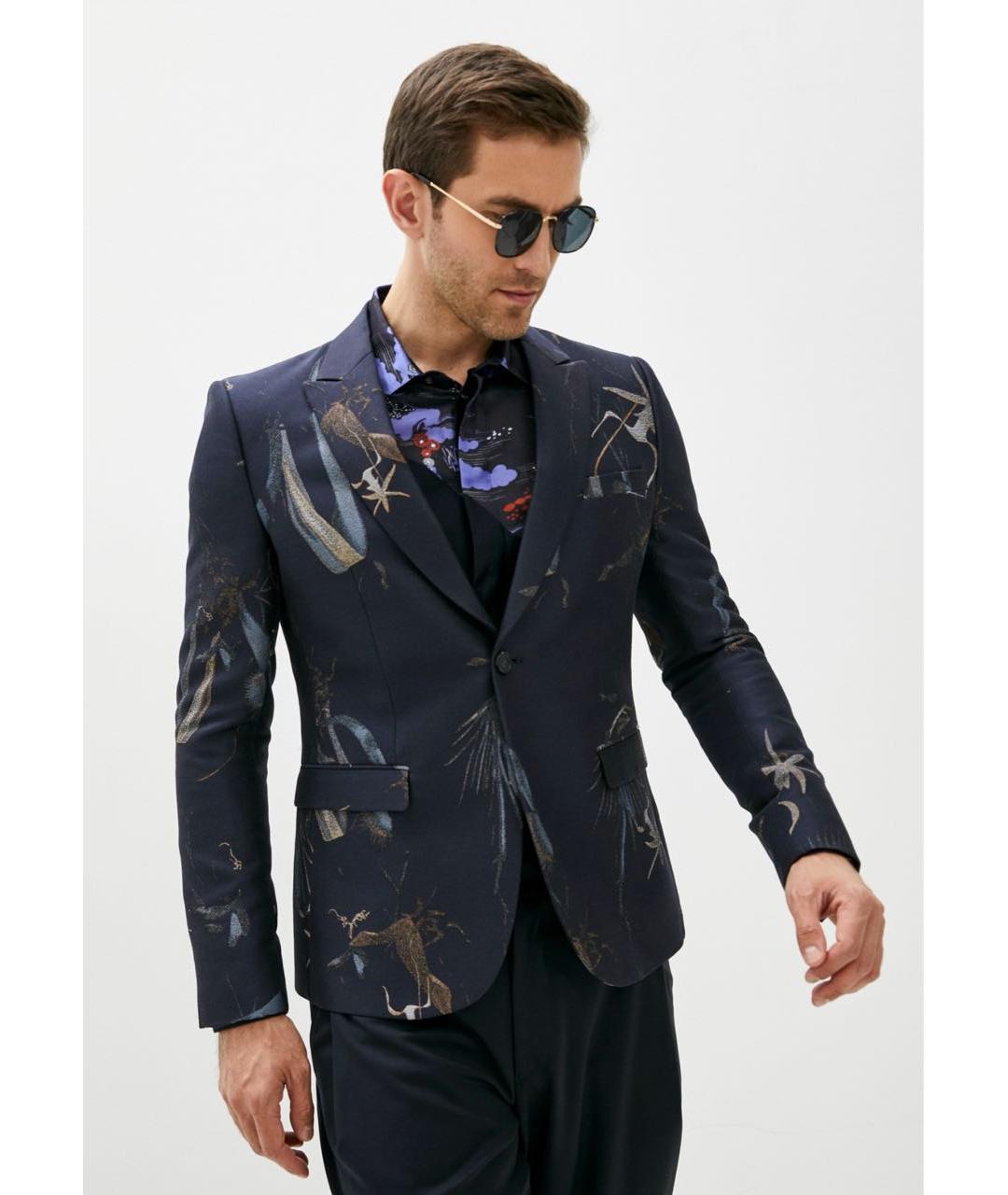 EMPORIO ARMANI Темно-синий полиэстеровый пиджак, фото 9