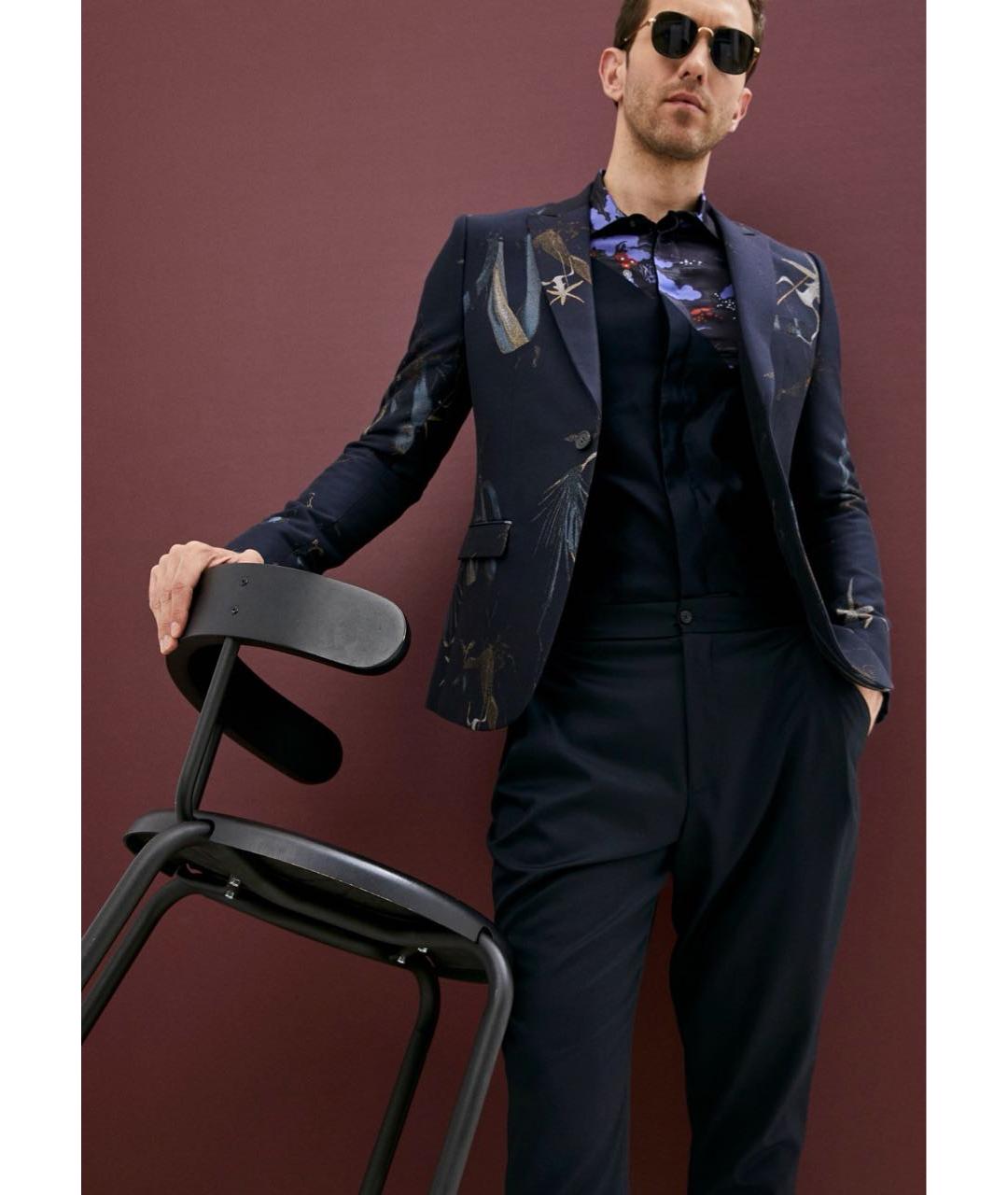 EMPORIO ARMANI Темно-синий полиэстеровый пиджак, фото 5