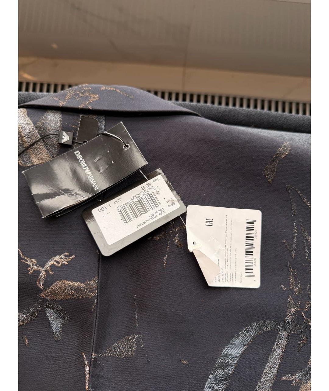 EMPORIO ARMANI Темно-синий полиэстеровый пиджак, фото 7