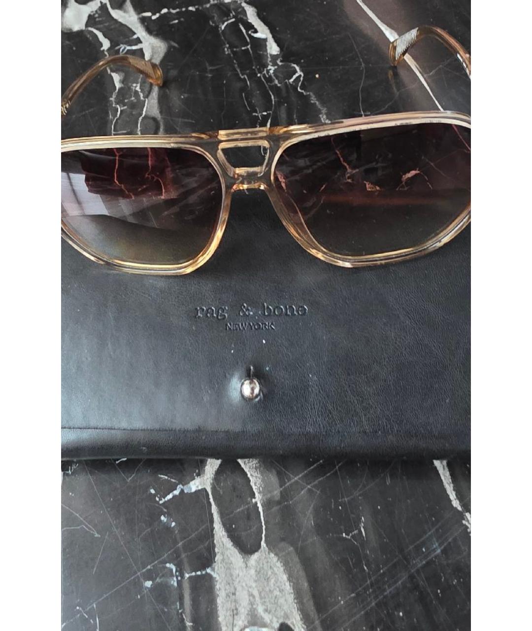 RAG & BONE Коричневые пластиковые солнцезащитные очки, фото 4