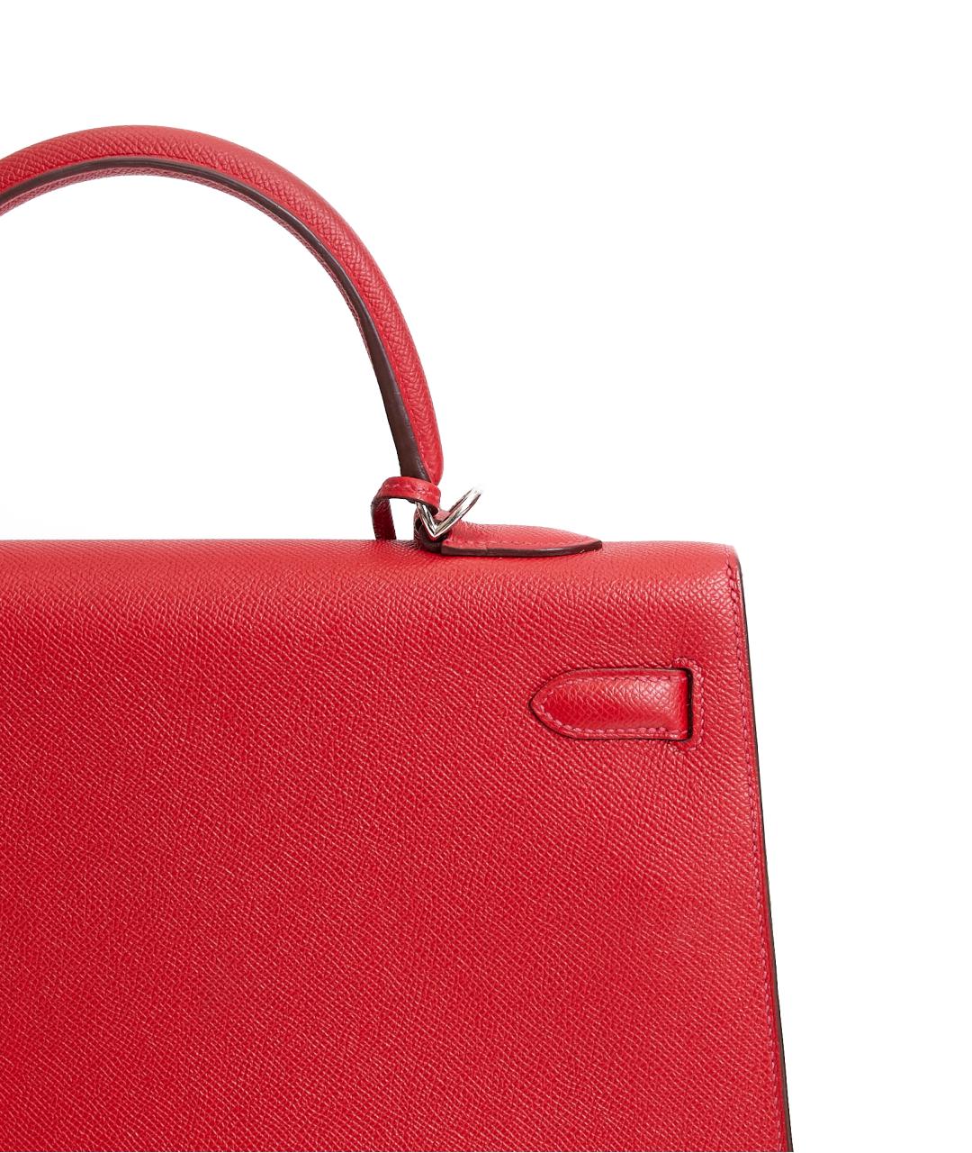 HERMES Красная кожаная сумка с короткими ручками, фото 5