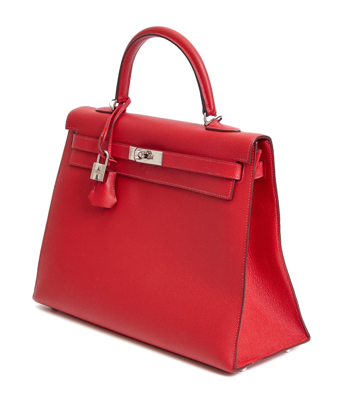 HERMES Красная кожаная сумка с короткими ручками, фото 2