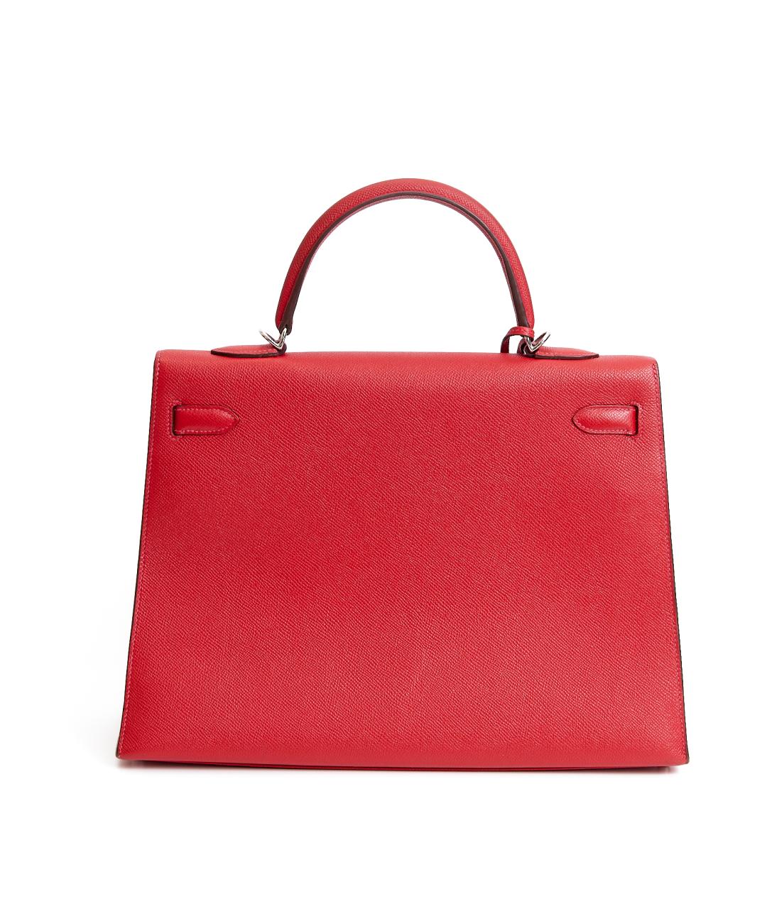 HERMES Красная кожаная сумка с короткими ручками, фото 3