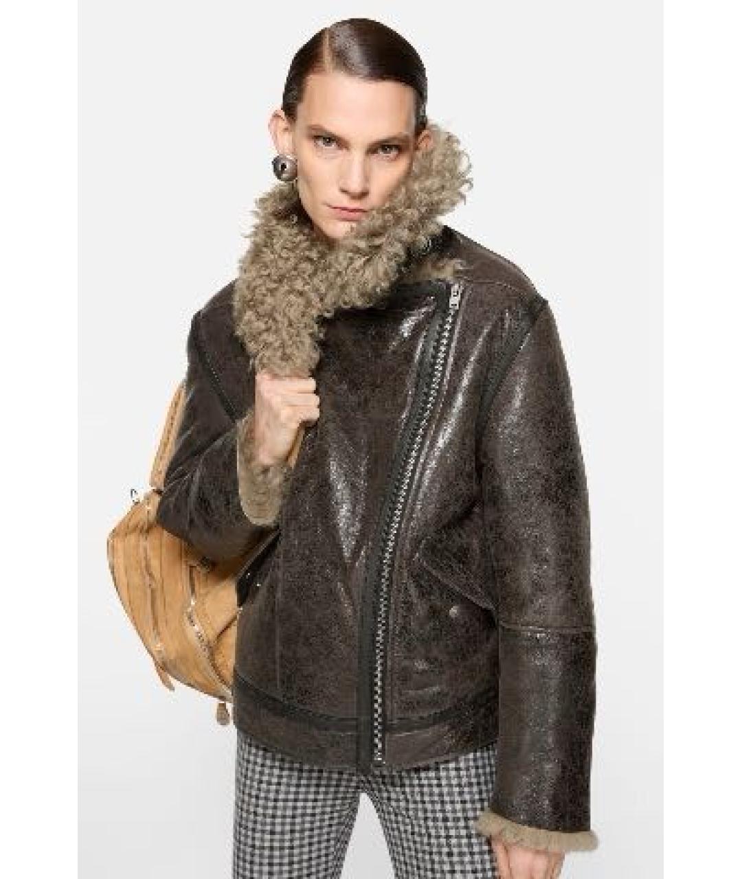 ACNE STUDIOS Коричневая кожаная дубленка, фото 8