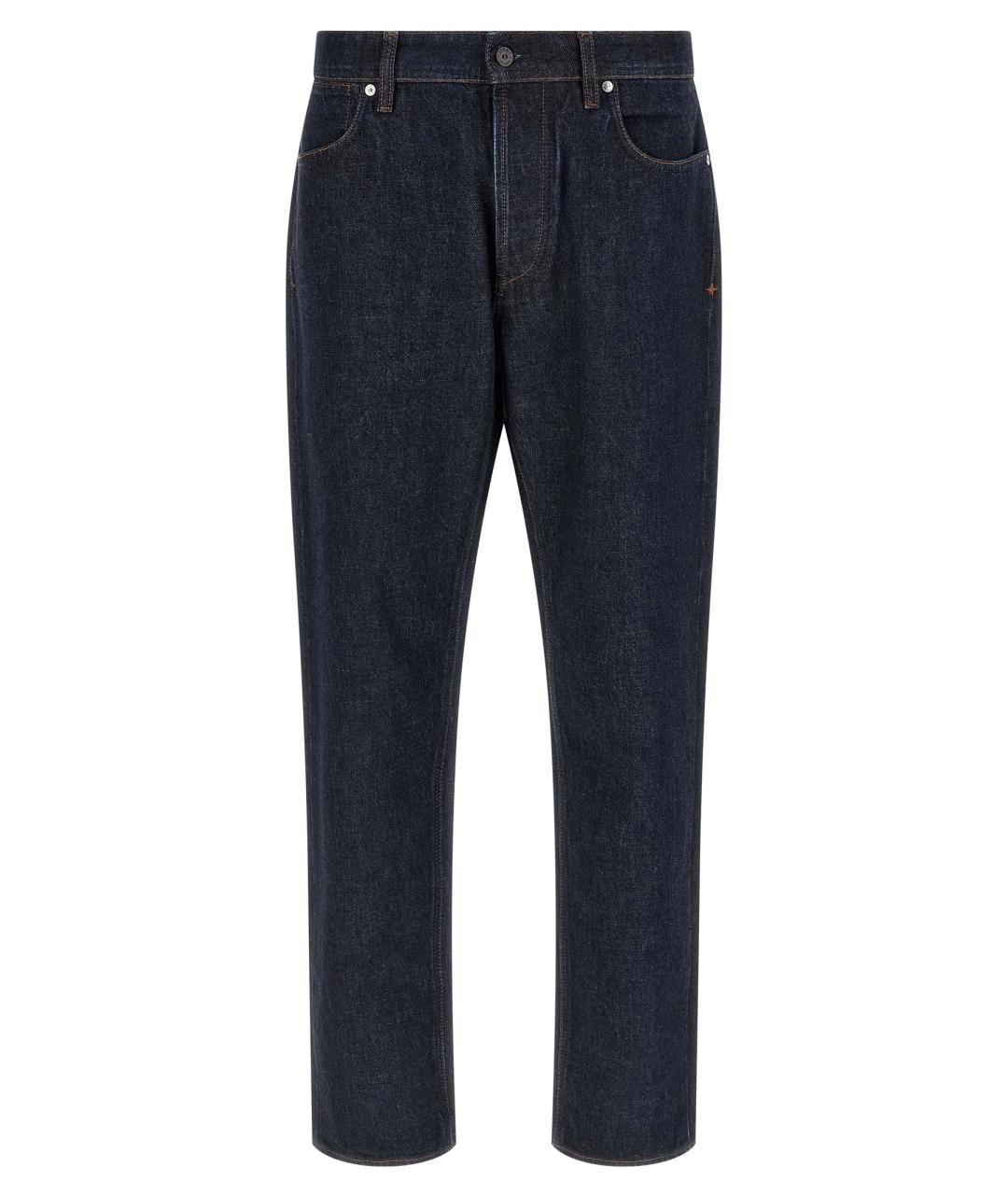 STONE ISLAND Темно-синие хлопковые прямые джинсы, фото 1