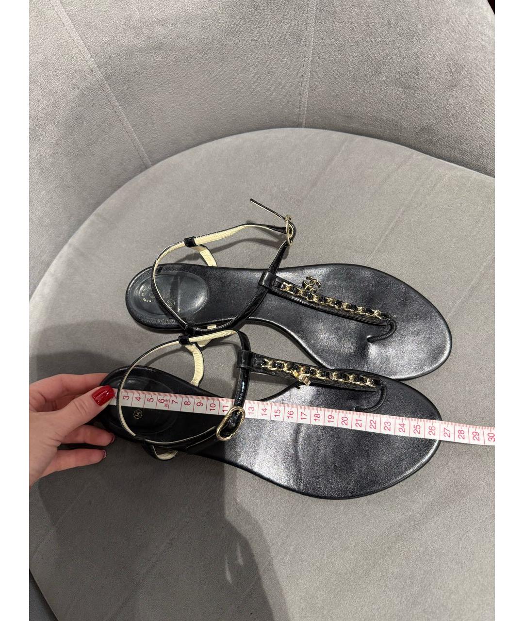 CHANEL Черные кожаные сандалии, фото 7