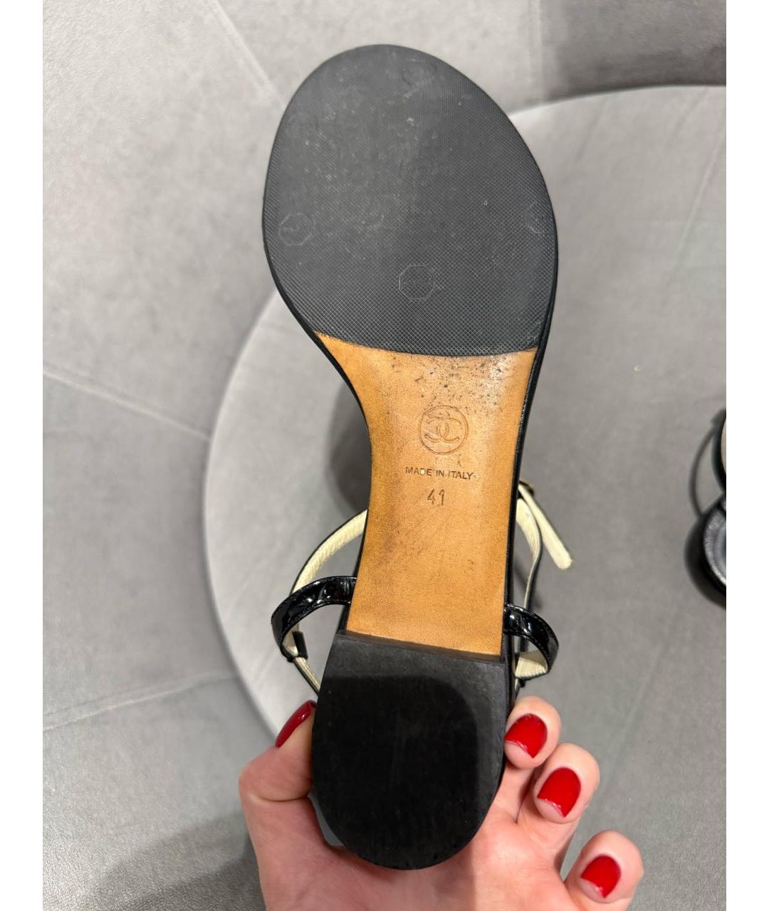 CHANEL Черные кожаные сандалии, фото 8
