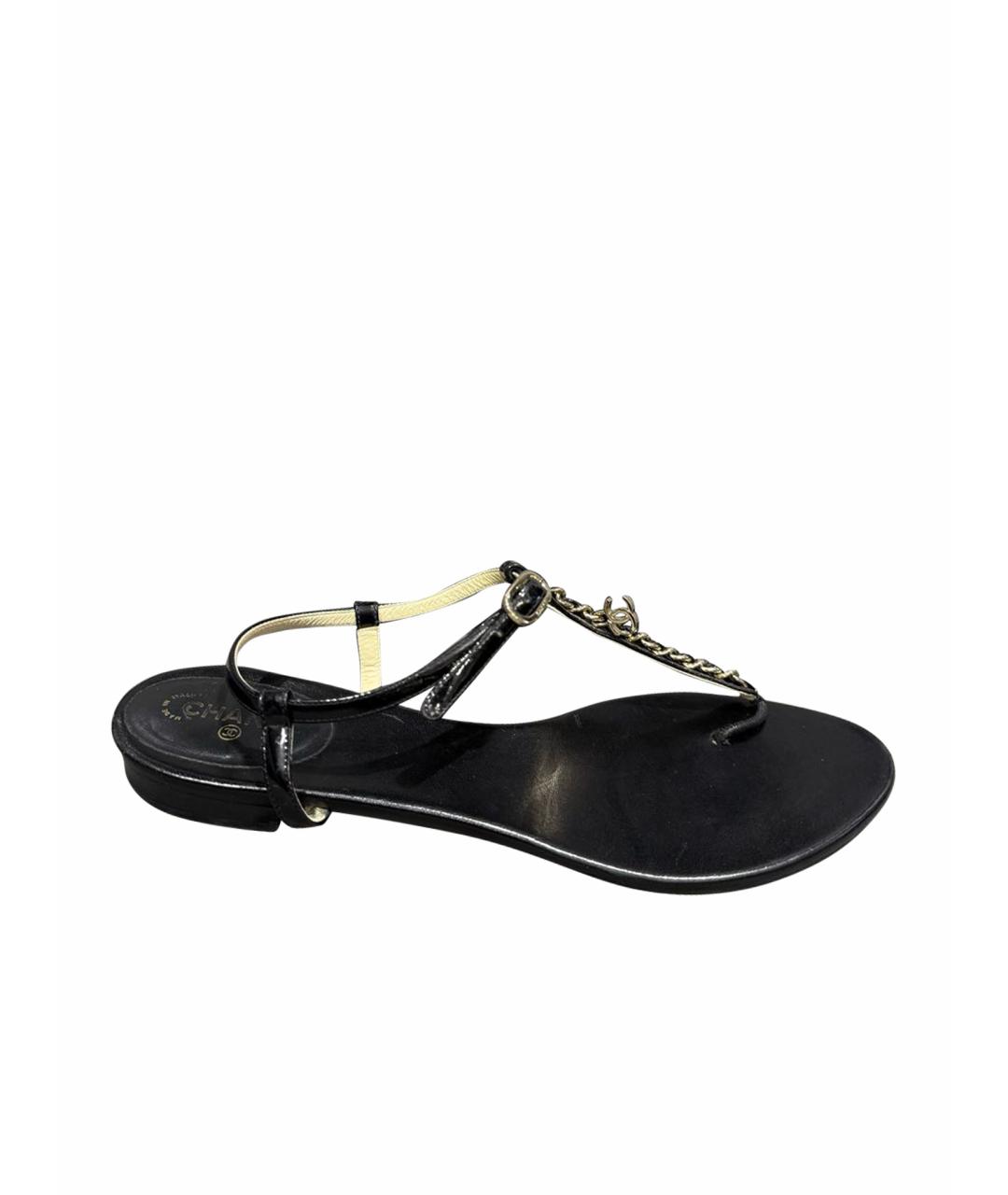 CHANEL Черные кожаные сандалии, фото 1