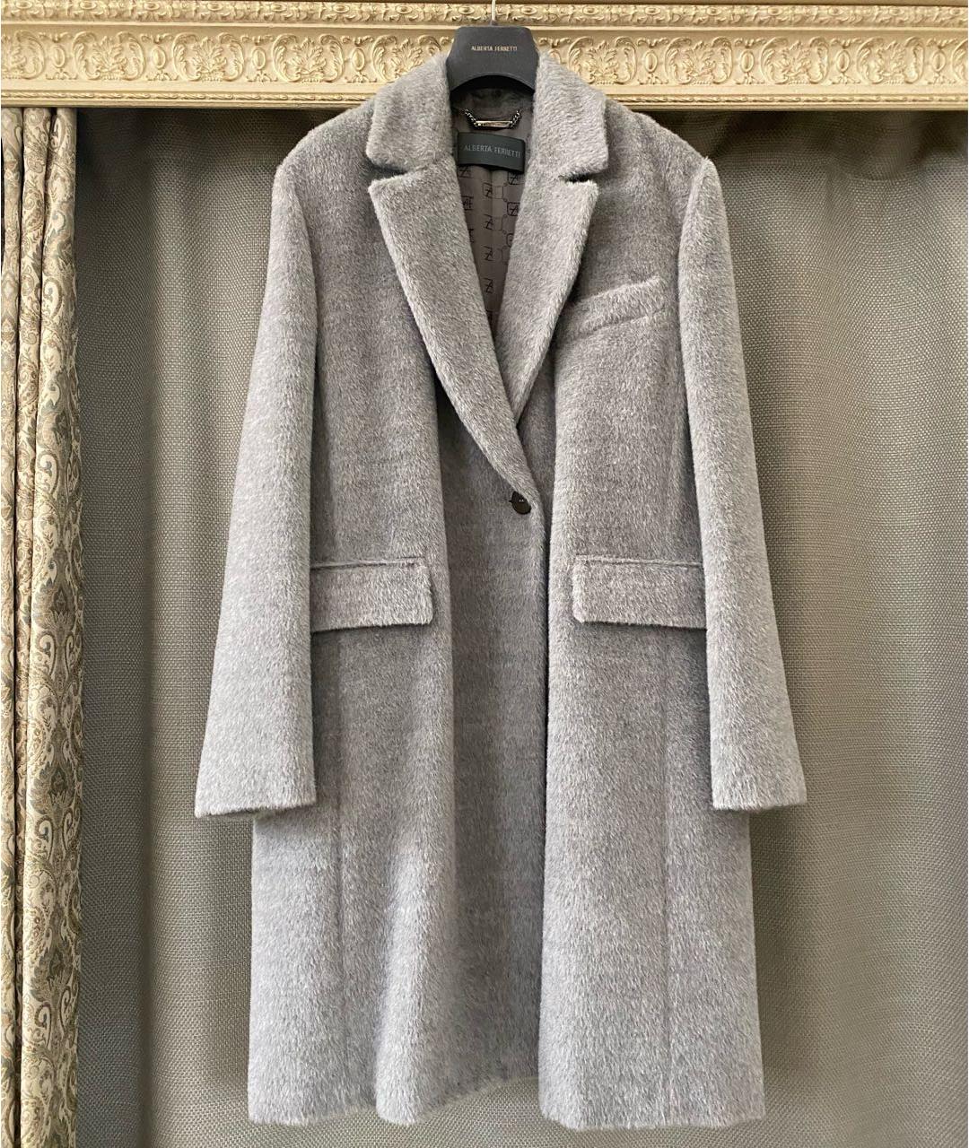 ALBERTA FERRETTI Серое шерстяное пальто, фото 5