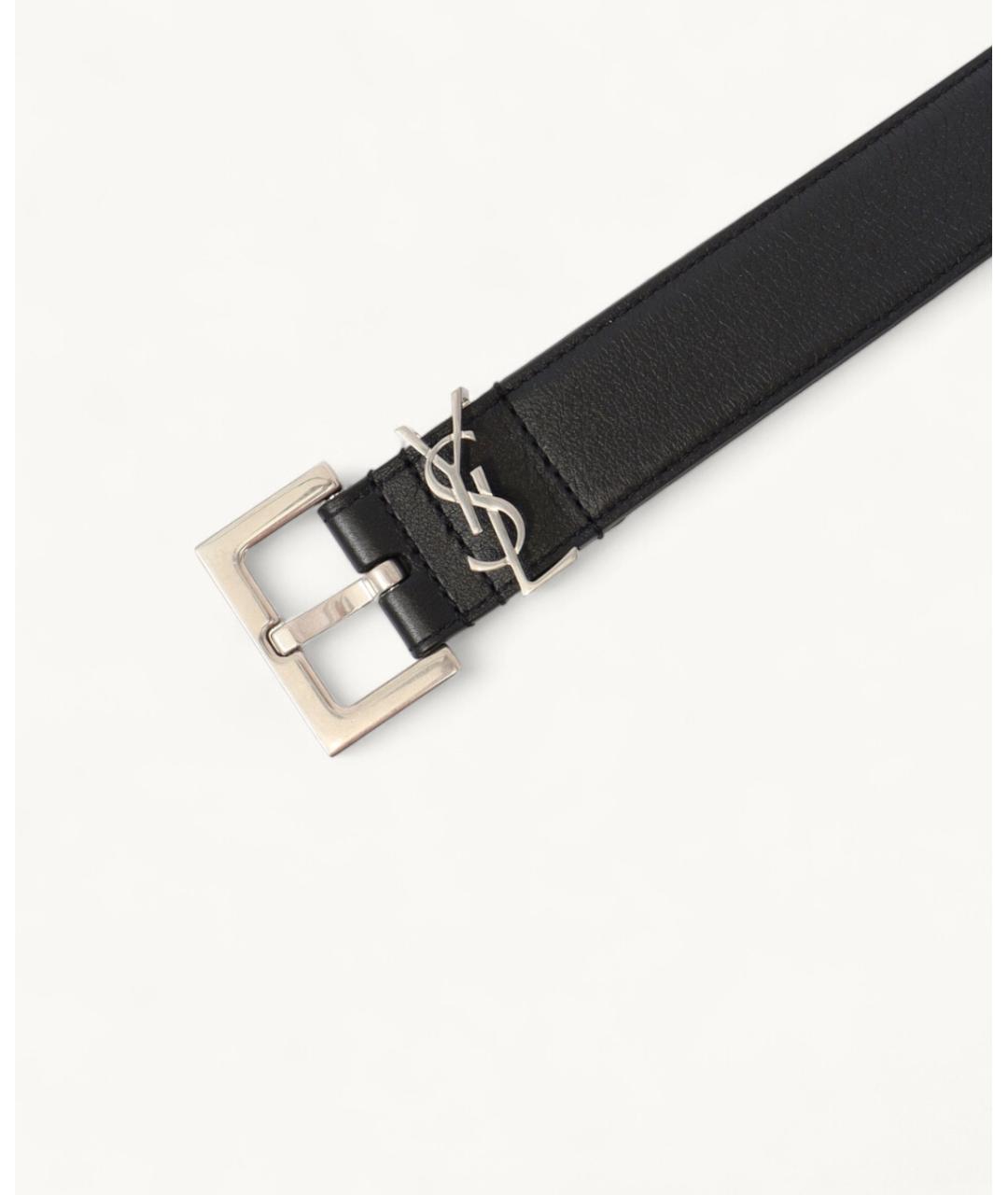 SAINT LAURENT Черный кожаный ремень, фото 3