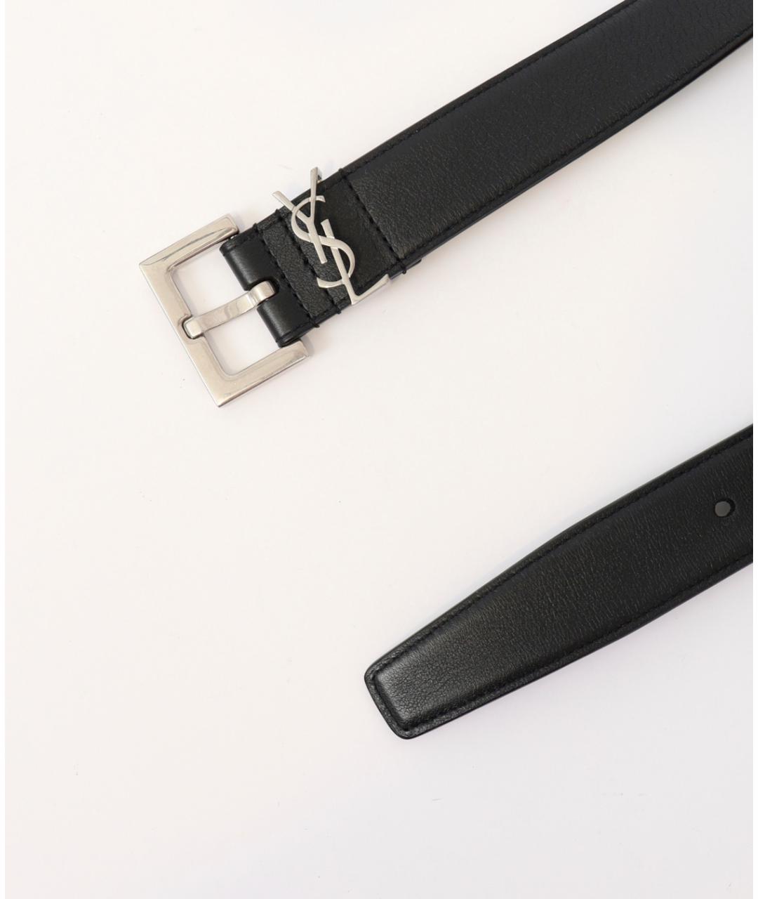 SAINT LAURENT Черный кожаный ремень, фото 2