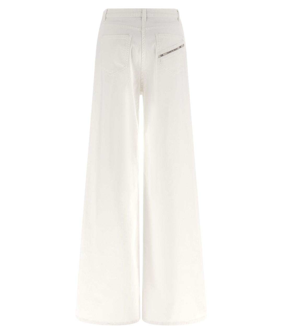 ELISABETTA FRANCHI Белые хлопковые прямые джинсы, фото 2