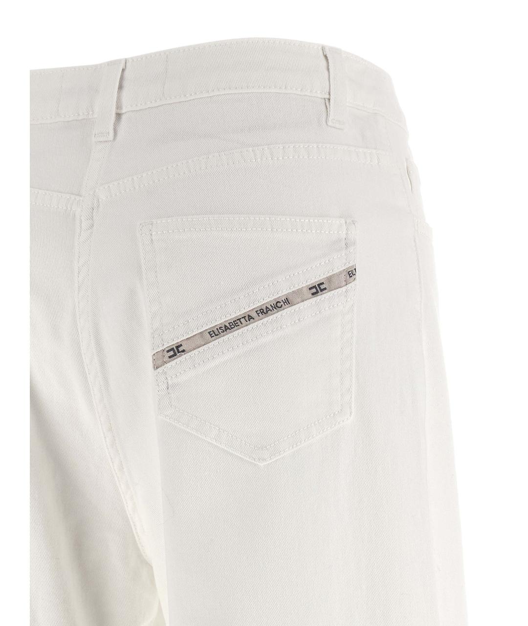 ELISABETTA FRANCHI Белые хлопковые прямые джинсы, фото 4