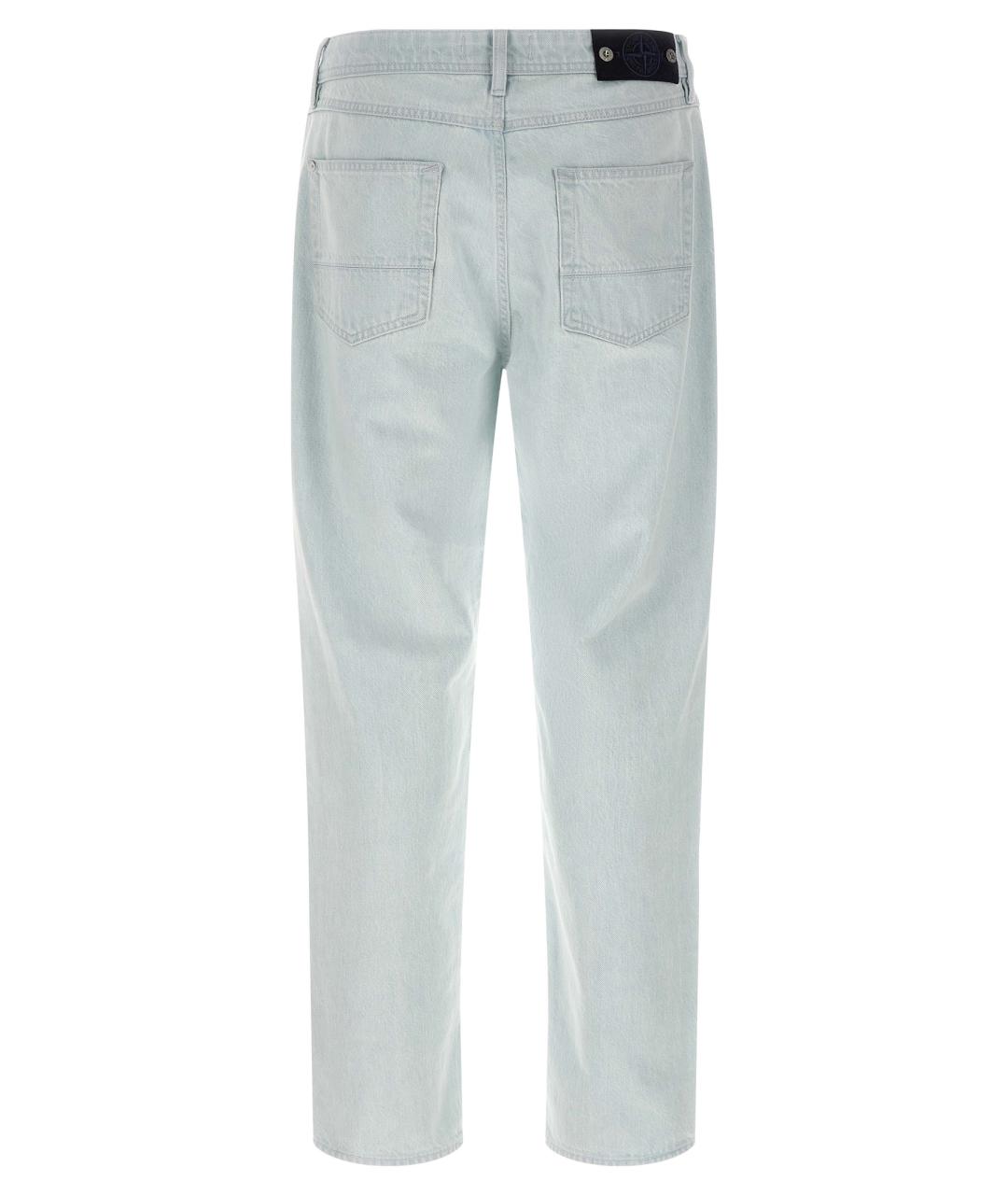 STONE ISLAND Голубые хлопковые прямые джинсы, фото 2