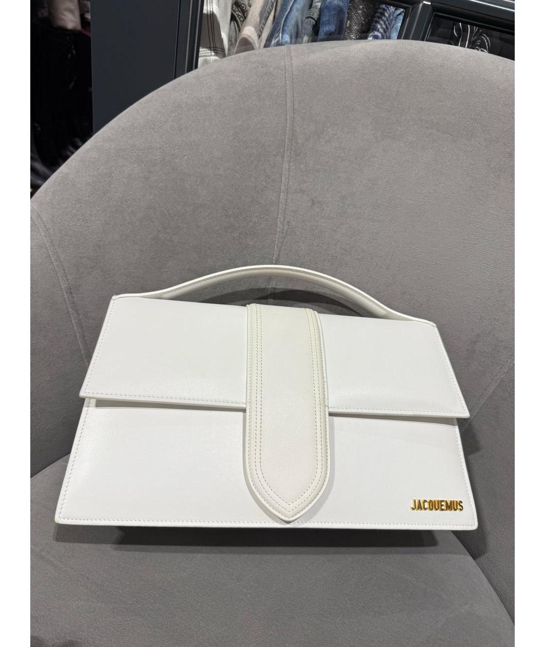 JACQUEMUS Белая кожаная сумка с короткими ручками, фото 3