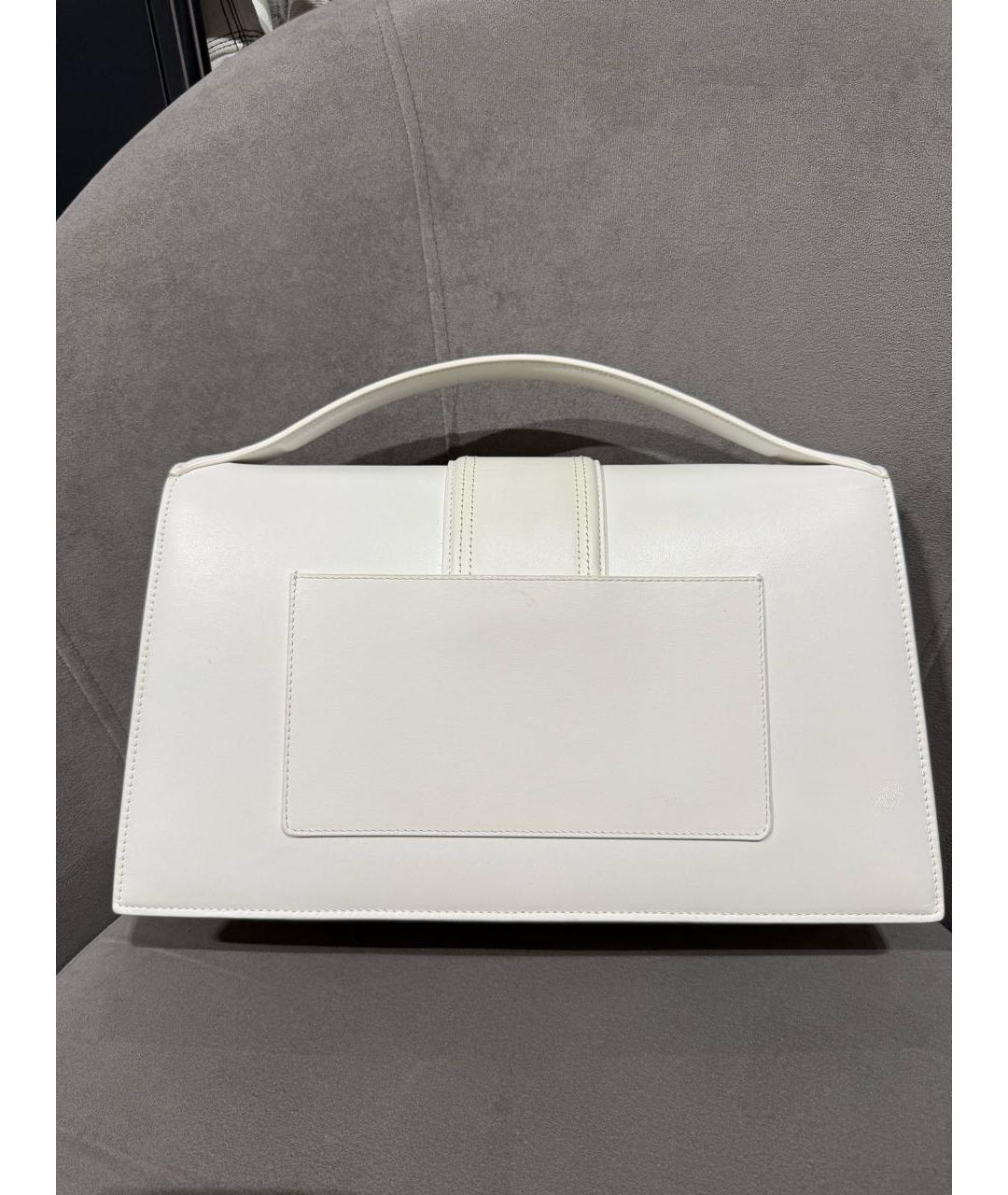 JACQUEMUS Белая кожаная сумка с короткими ручками, фото 4