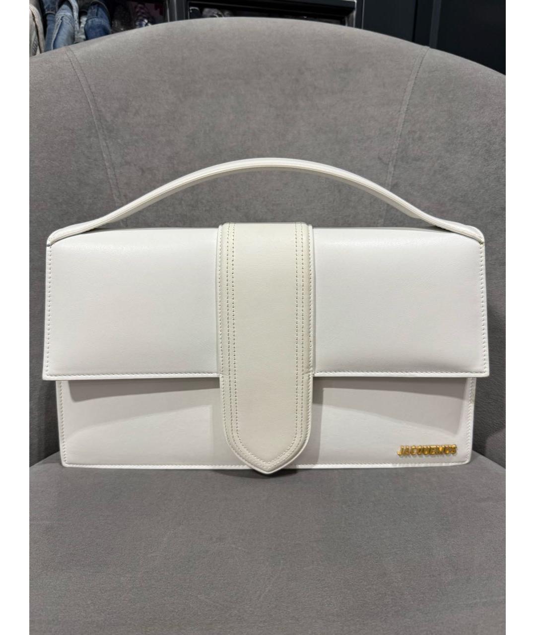 JACQUEMUS Белая кожаная сумка с короткими ручками, фото 6