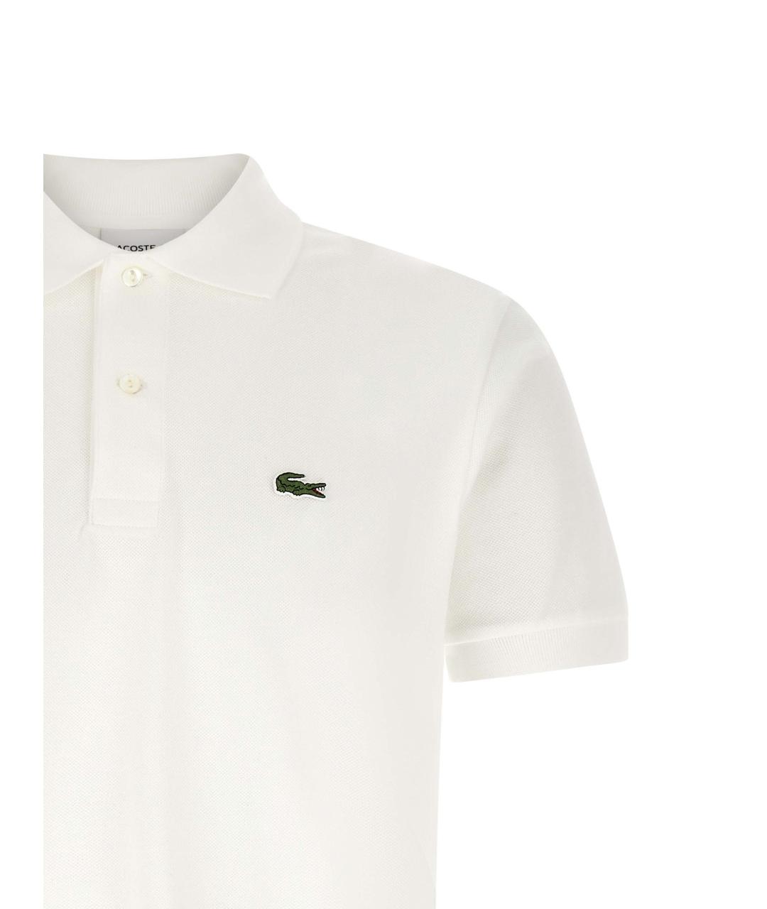 LACOSTE Белое хлопковое поло с коротким рукавом, фото 3