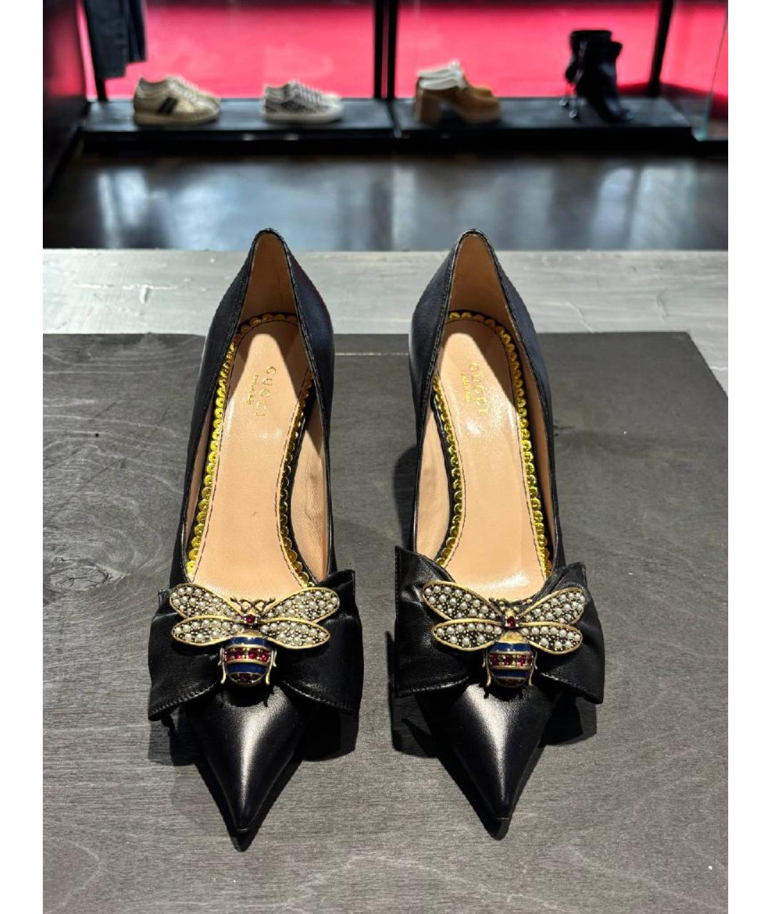 GUCCI Черные кожаные туфли, фото 3