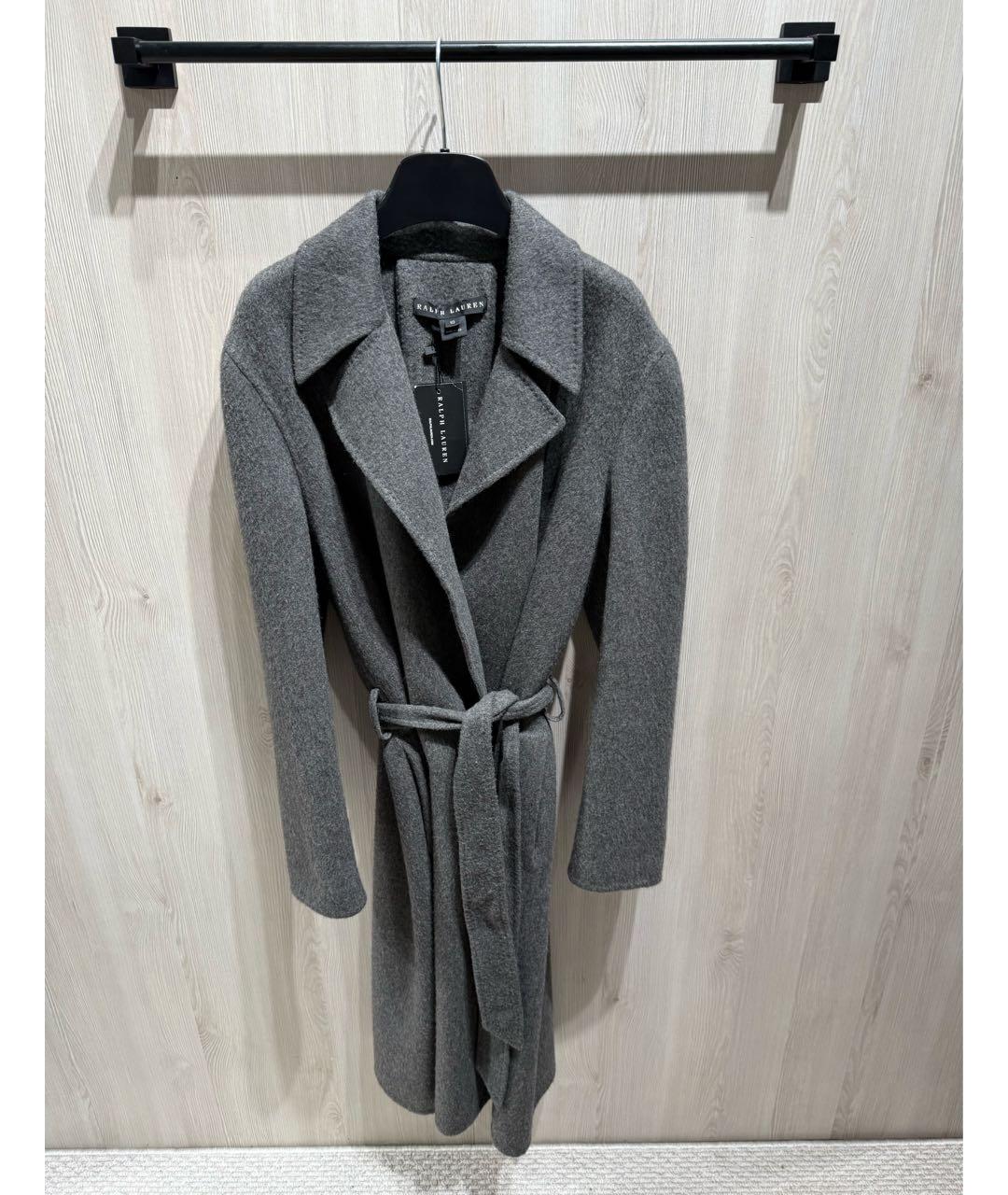 RALPH LAUREN Серое шерстяное пальто, фото 3