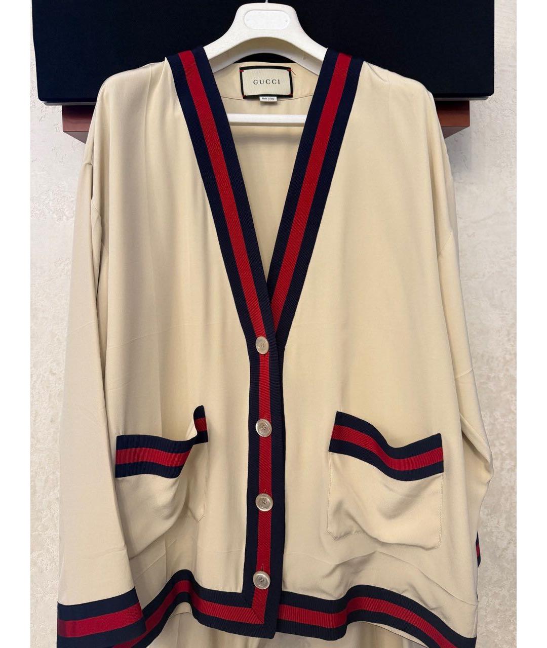 GUCCI Бежевый шелковый костюм с брюками, фото 6