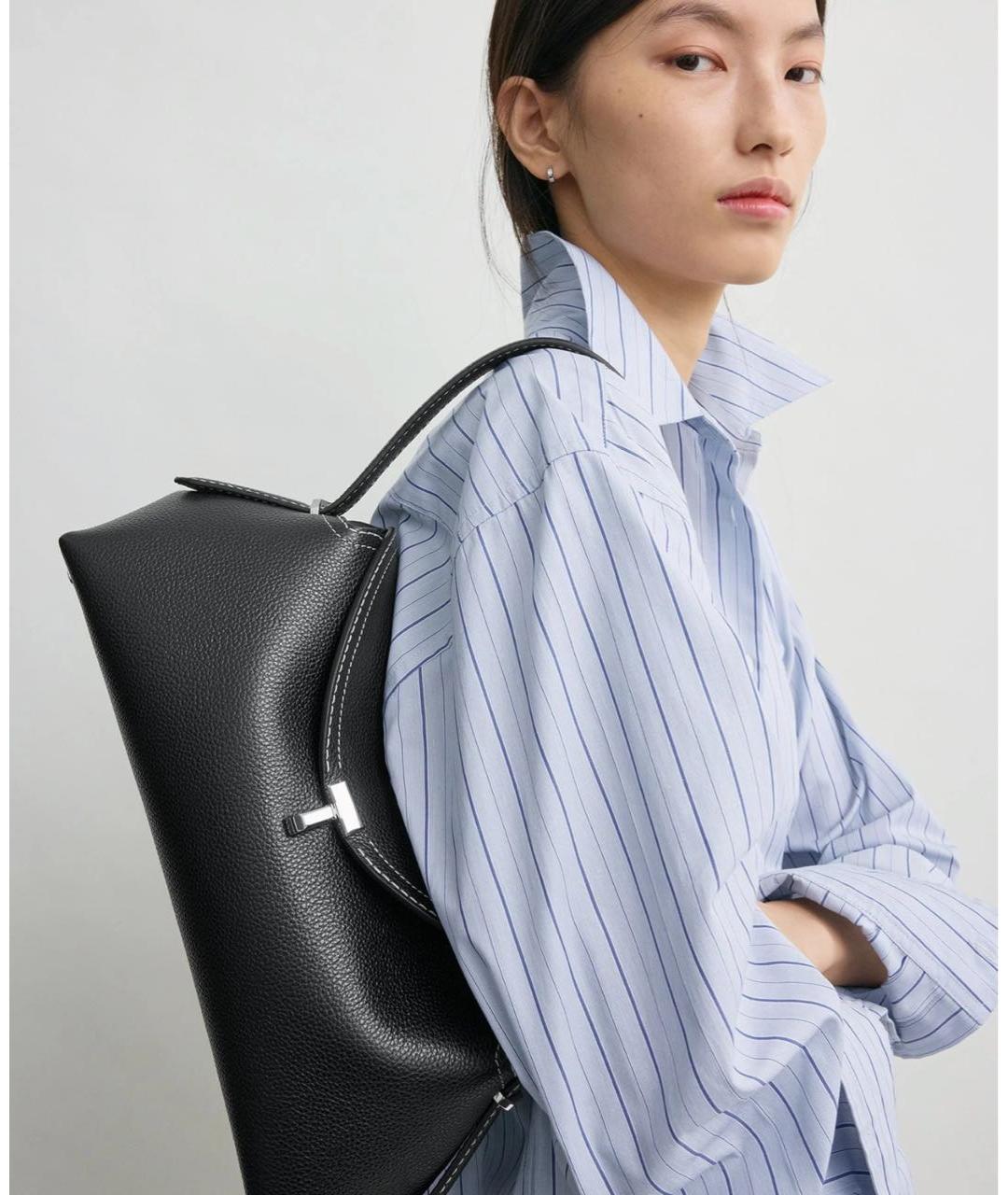 TOTEME Черная кожаная сумка с короткими ручками, фото 3