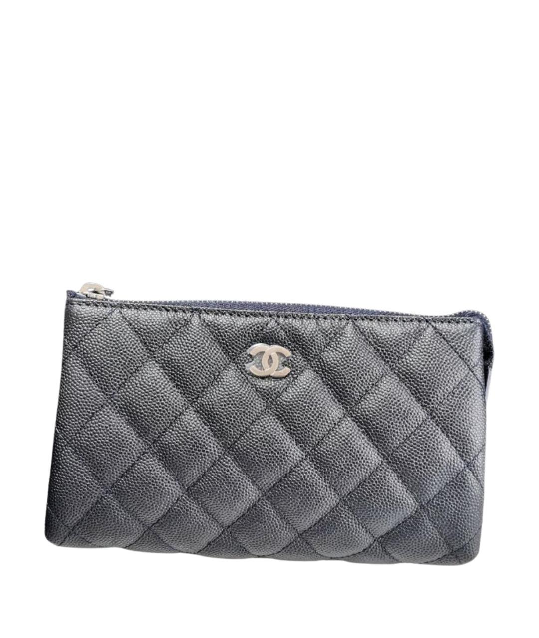 CHANEL Темно-синяя кожаная косметичка, фото 1