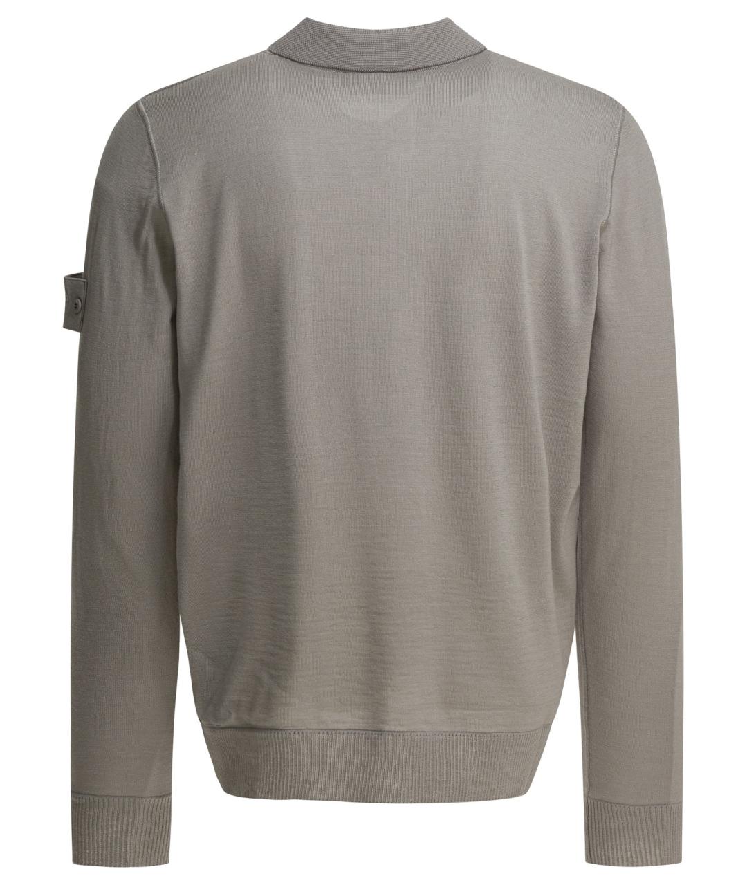 STONE ISLAND Серое поло с длинным рукавом, фото 2