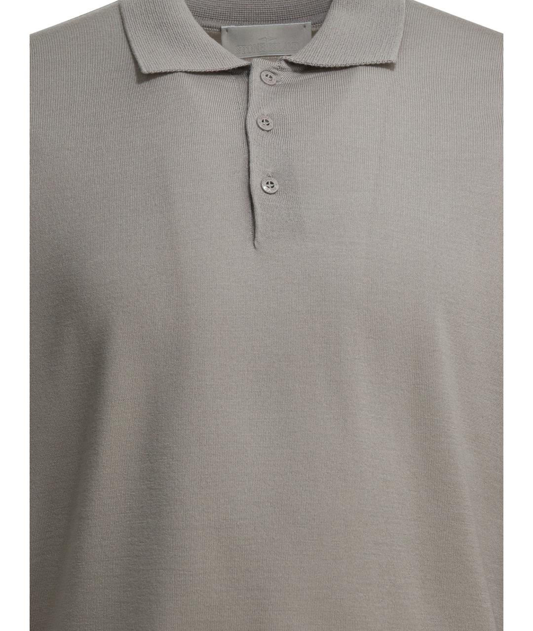 STONE ISLAND Серое поло с длинным рукавом, фото 3