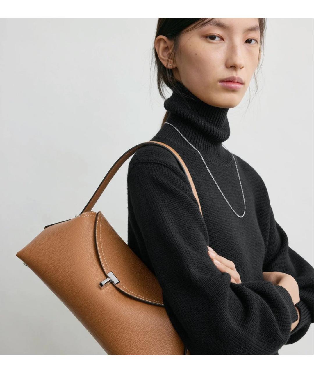TOTEME Коричневая кожаная сумка с короткими ручками, фото 4