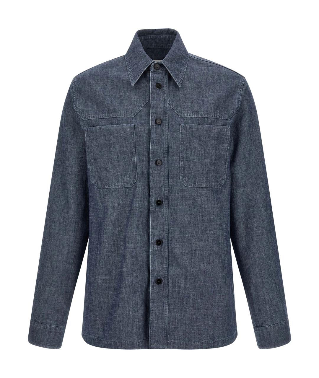JIL SANDER Синяя хлопковая кэжуал рубашка, фото 1