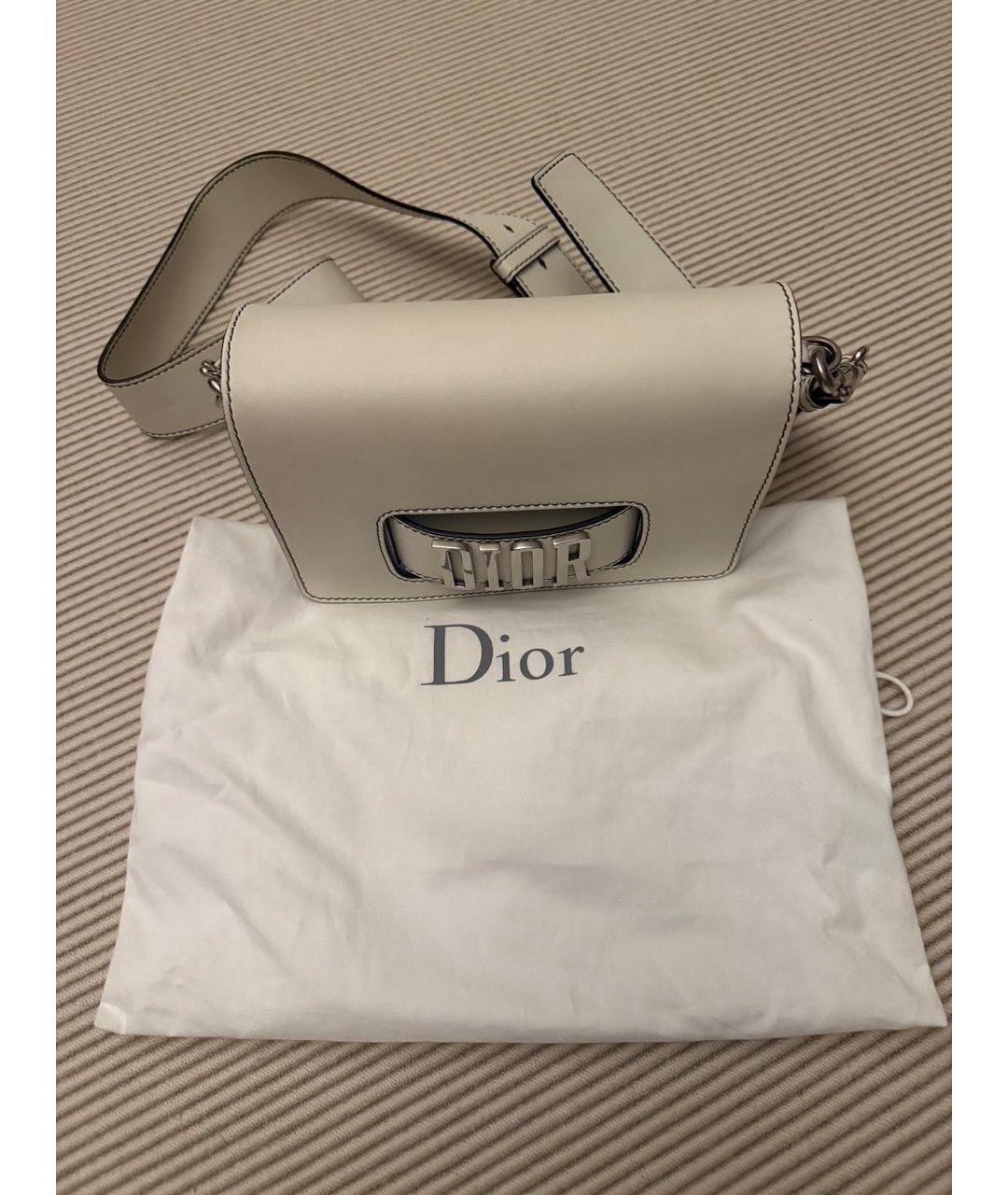 CHRISTIAN DIOR Белая кожаная сумка через плечо, фото 5