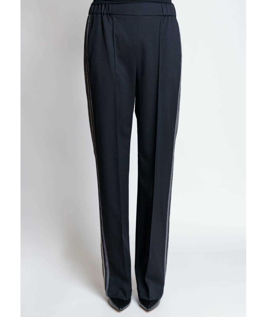 FABIANA FILIPPI Черные шерстяные прямые брюки, фото 2