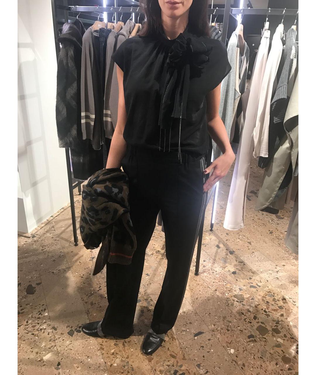 FABIANA FILIPPI Черные шерстяные прямые брюки, фото 5