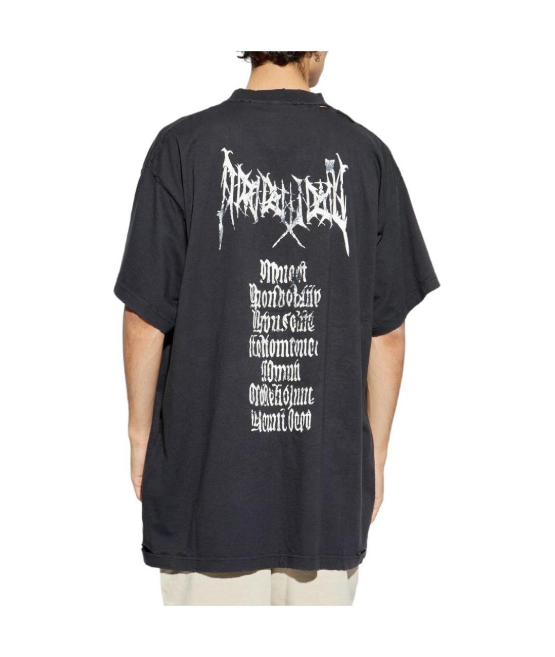 BALENCIAGA Черная хлопковая футболка, фото 4