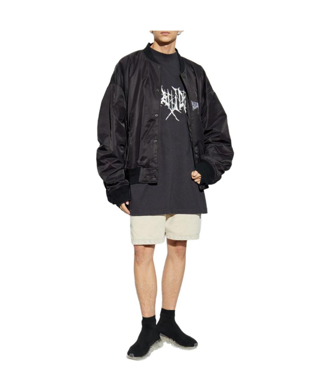 BALENCIAGA Черная хлопковая футболка, фото 5