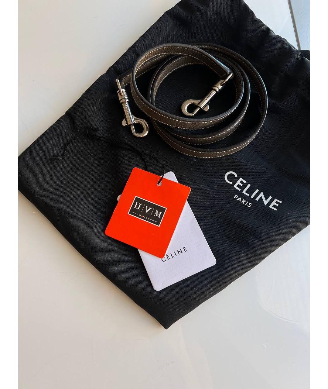 CELINE Коричневая кожаная сумка с короткими ручками, фото 5